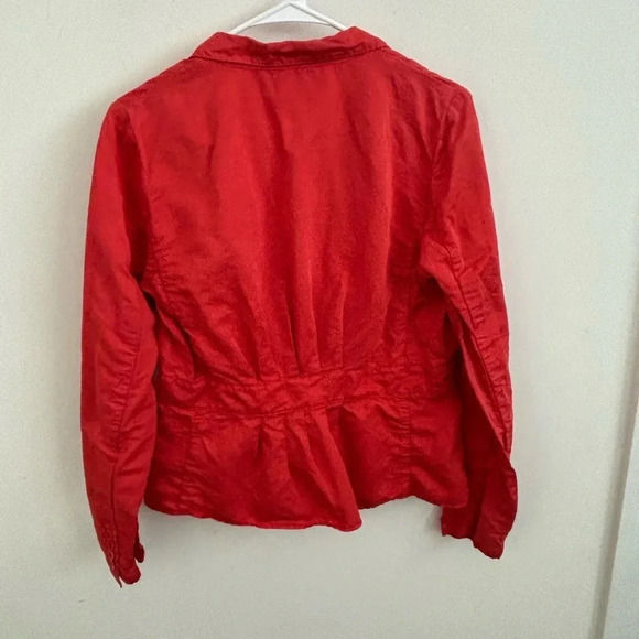 J. Crew Red Orange Linen blend Collared Button Up Workwear Casual 8 - Picture 2 of 4